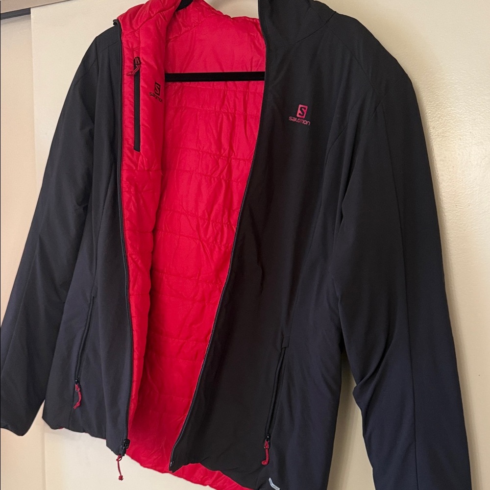 Salomon Vibrant Red/ Black Reversible Primaloft Ultra Warm Packable PufferJacket